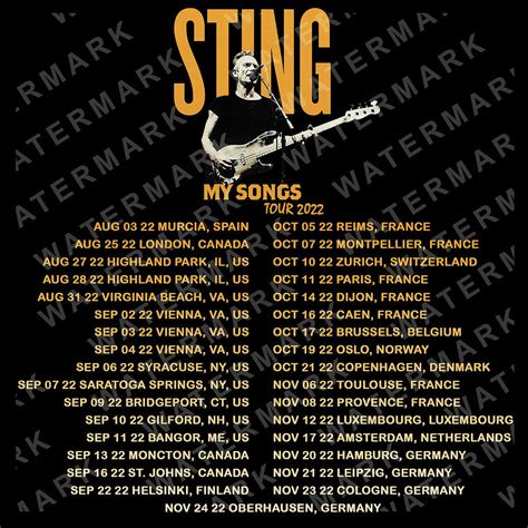 sting concert setlist|sting my songs tour setlist.